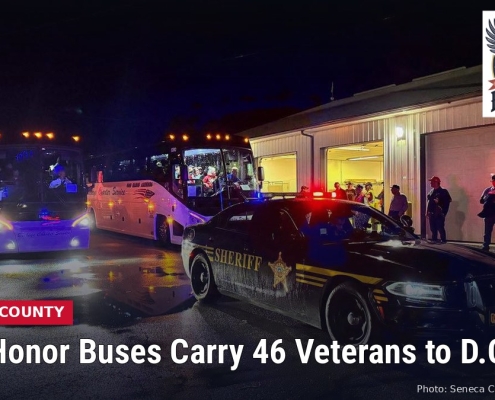 Seneca County Sheriff's Office cruiser escorting Honor Buses at the Seneca County Fairgrounds